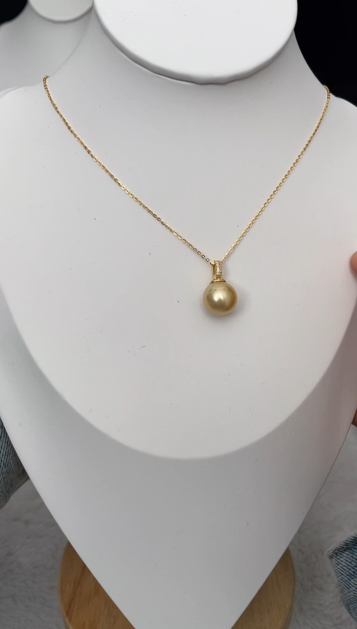 【闪购商品】海水珍珠吊坠(赠链)未镶嵌南洋金珠奶嘴扣12-13mm