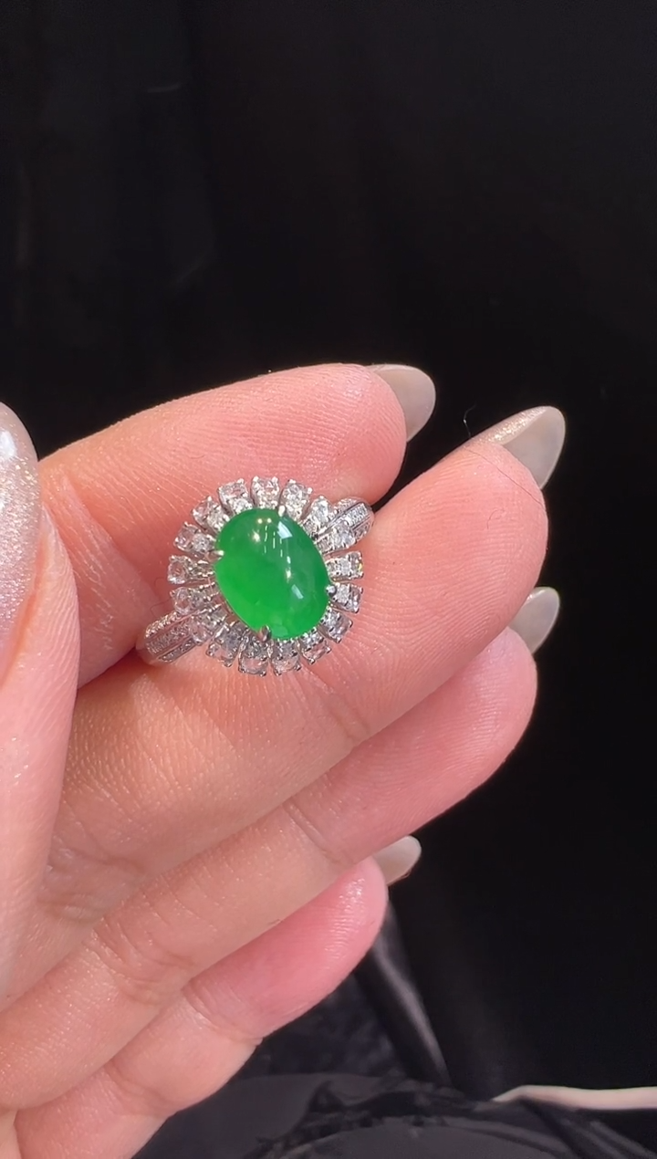 【闪购商品】翡翠戒指18K金镶嵌戒指