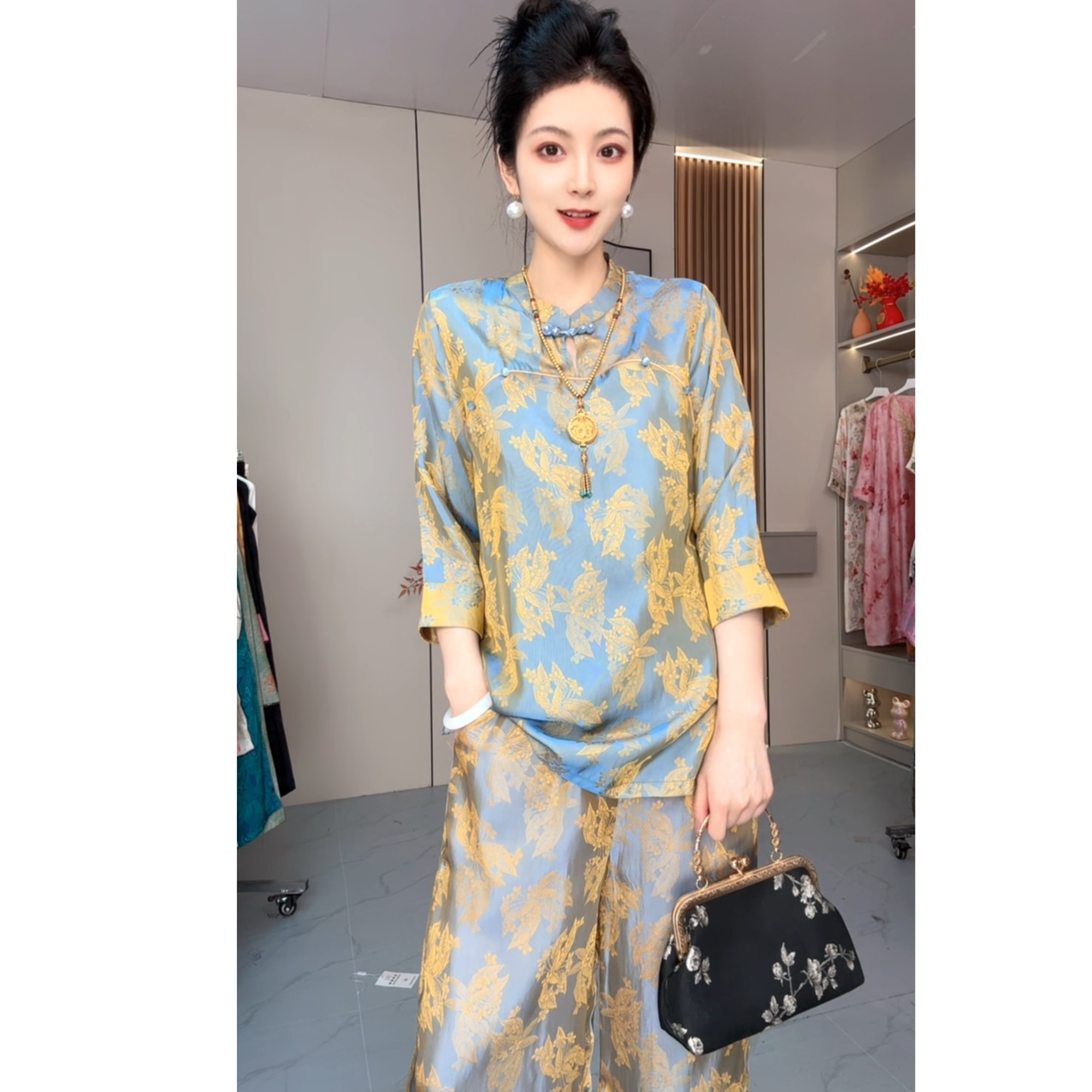 0485-高端定制春季新款【木兰辞】新中式中国风（上衣+裤子）新款套装