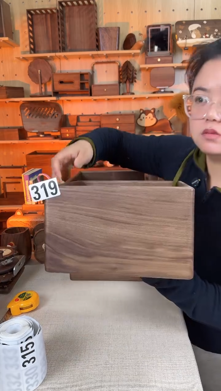 木319北美黑胡桃方形加厚收纳筐微瑕