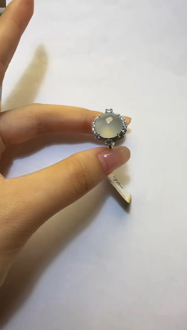 银S925镶嵌戒指翡翠925银镶缅甸A货翡翠戒指