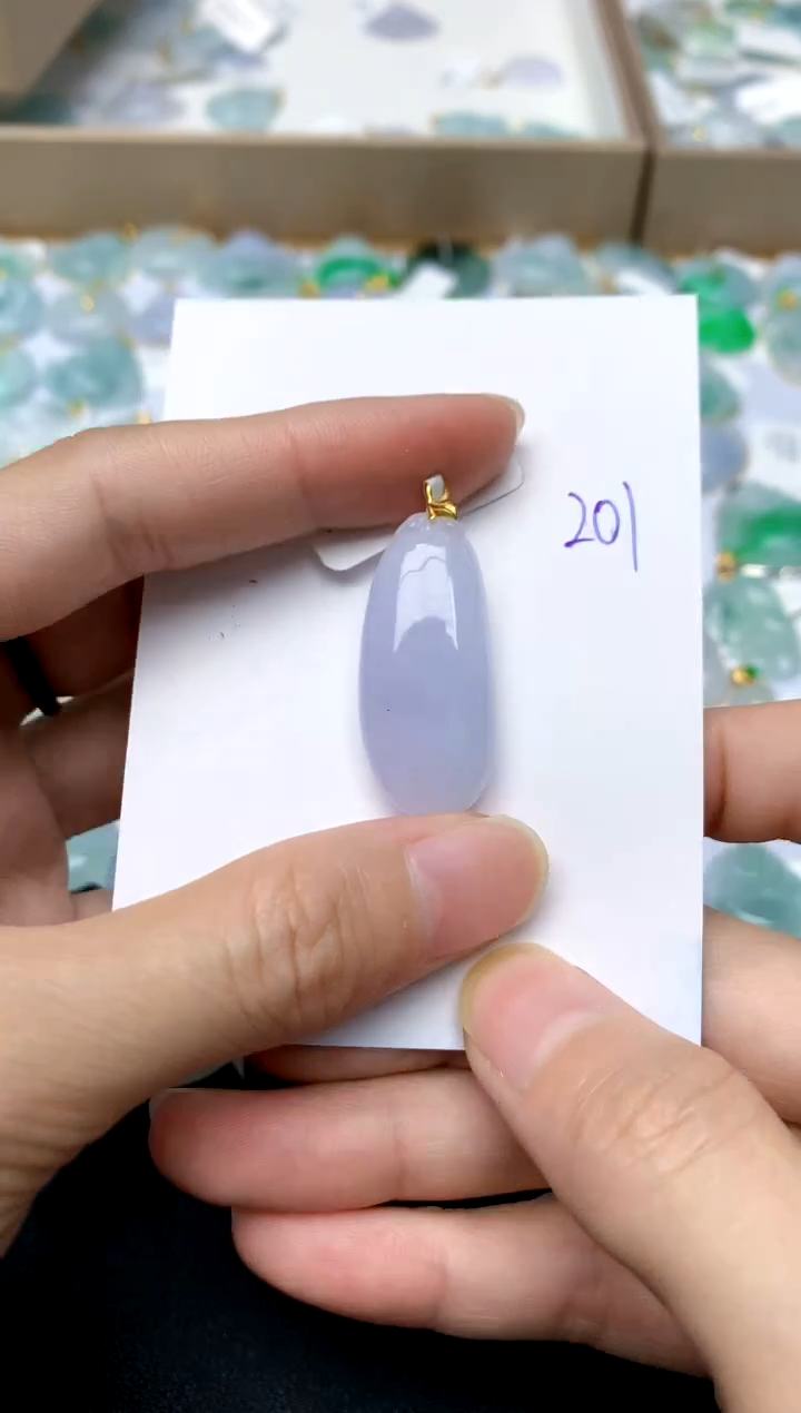 【闪购商品】翡翠颈饰18K金镶嵌201天然A货翡翠