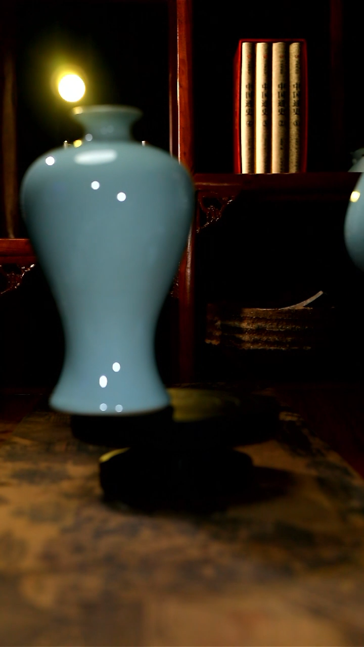 【闪购商品】原矿天青釉大号梅瓶