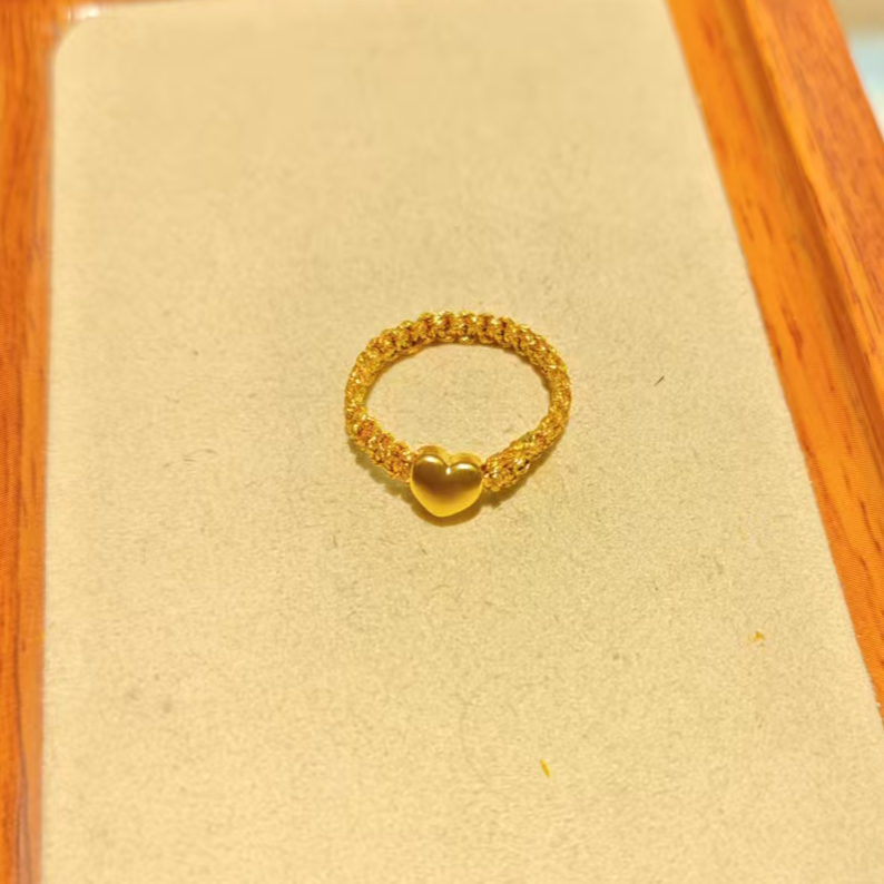 御瑞年足金999 爱心编绳戒子 双11大促   精品