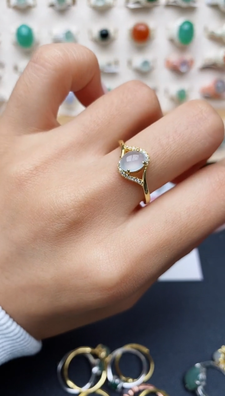 【闪购商品】翡翠戒指银S925镶嵌缅甸翡翠