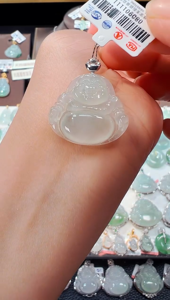 【闪购商品】翡翠吊坠(不含链)18K金镶嵌佛公吊坠1111