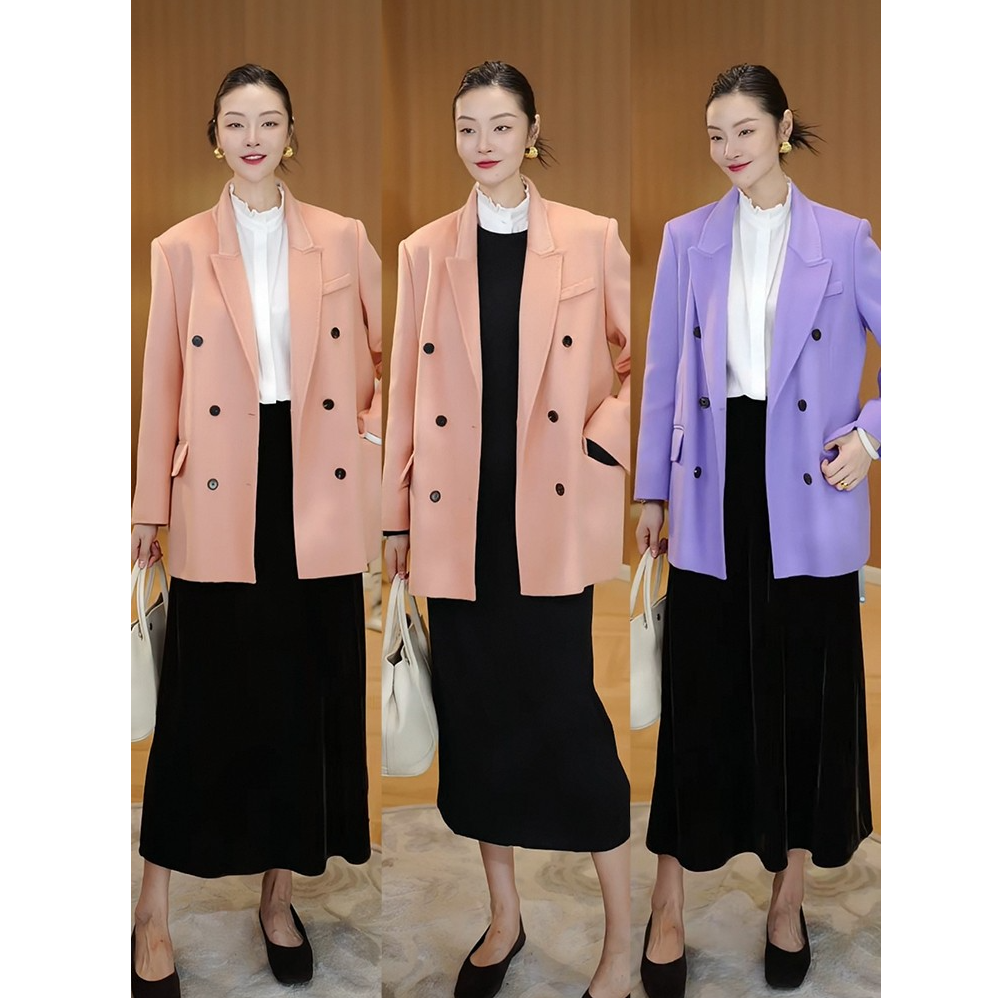 东哥私服 阿尔巴卡双面750g羊驼毛呢子西装外套 彩色过冬