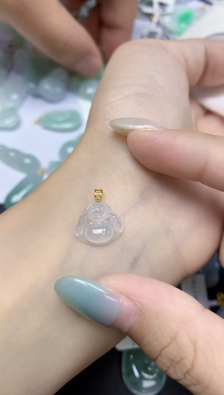 翡翠18K金镶嵌颈饰天然缅甸翡翠A货百元以上9元证书费自理