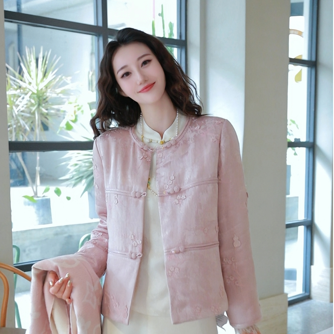 《七七定制》时尚冬季中式气质复古加厚加棉保暖外套6991