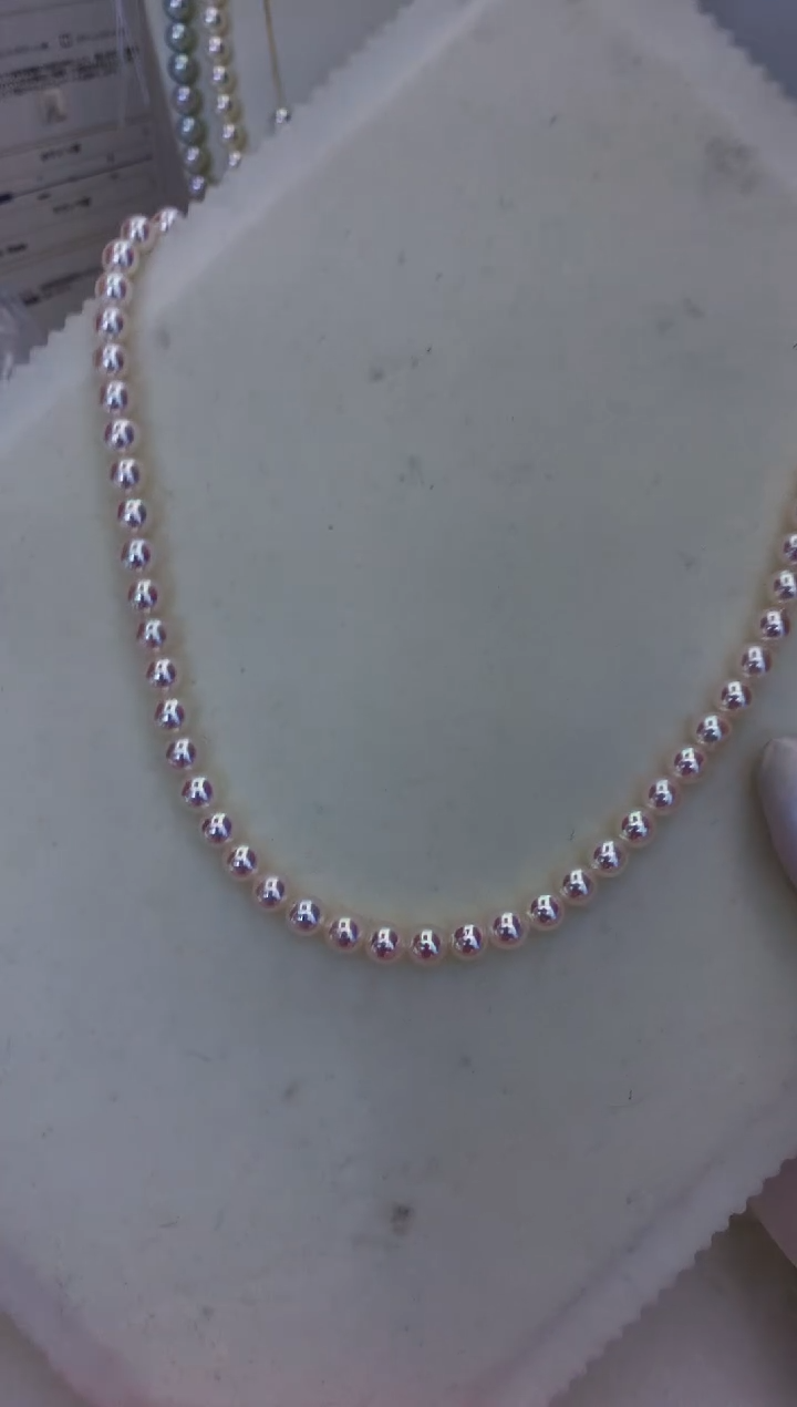 银S925镶嵌海水珍珠饰品6-6.5满珠链·奶奶的脸