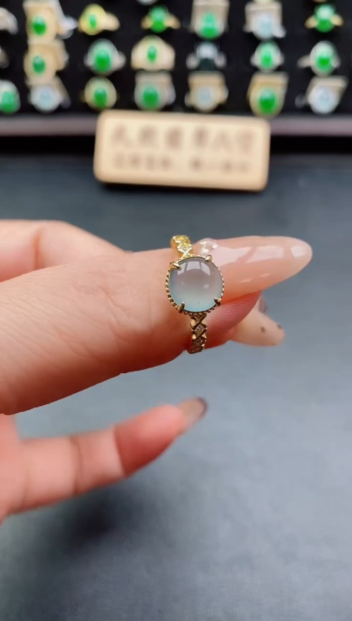 银S925镶嵌戒指翡翠1