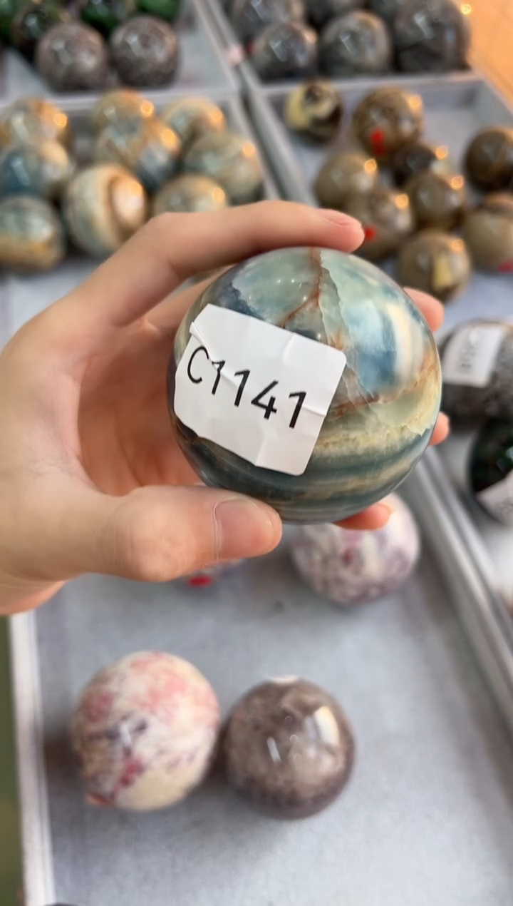 未镶嵌珠宝半成品水晶C1141 约6.8cm+ 蓝色方解石