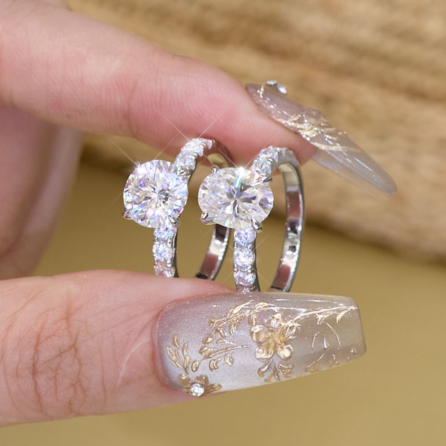 925银莫桑石戒指 月光凝 戒指气质时尚编织简约镶钻轻奢百搭Y