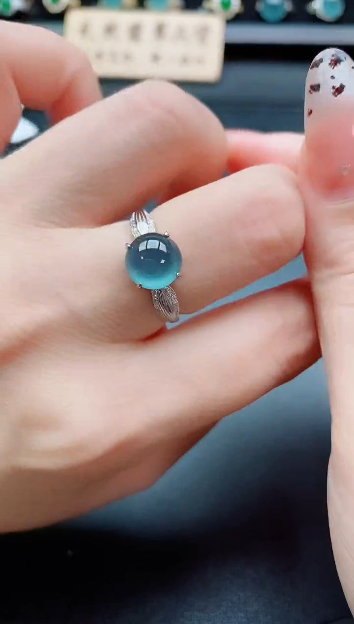 银S925镶嵌戒指翡翠1