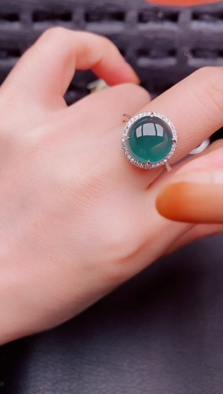 【闪购商品】翡翠戒指银S925镶嵌天然a货翡翠1238