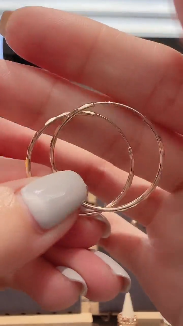 18K金耳饰18K金爆闪大耳环