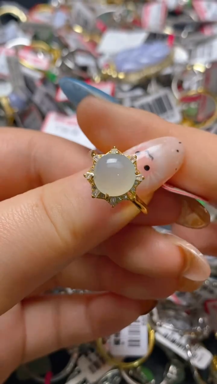 银S925镶嵌戒指翡翠百内无证书