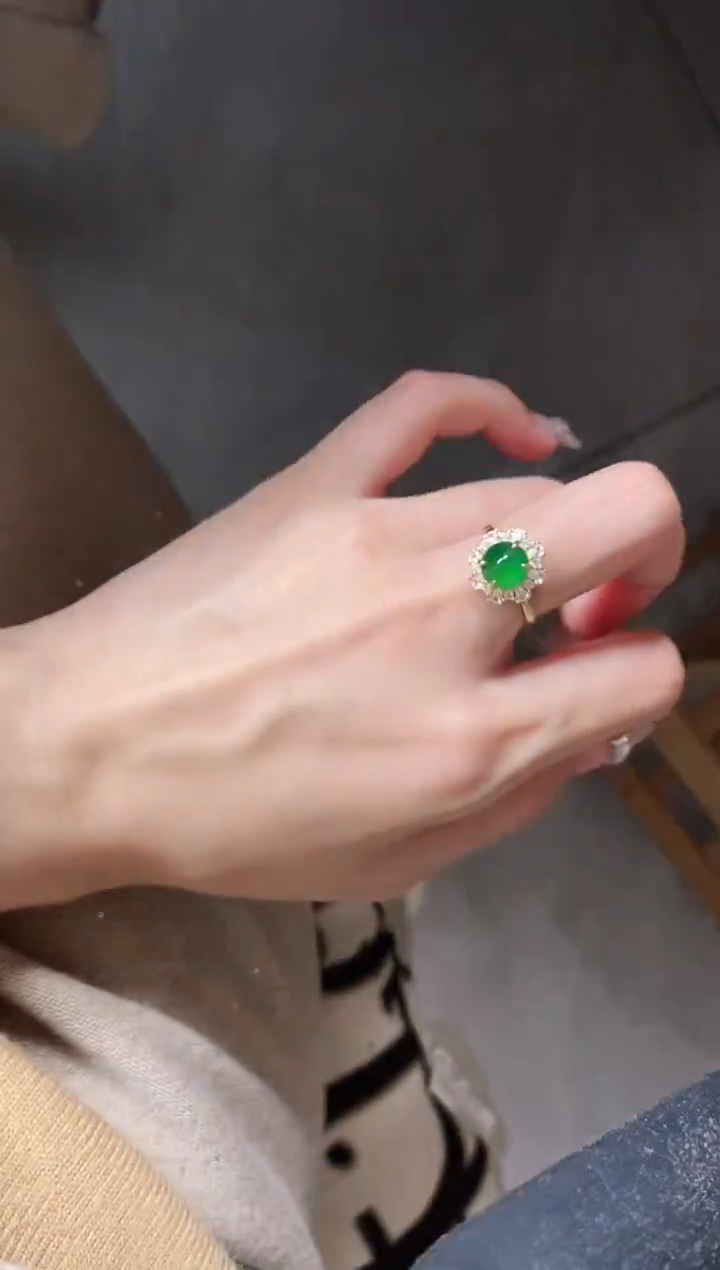 银S925镶嵌戒指翡翠51511