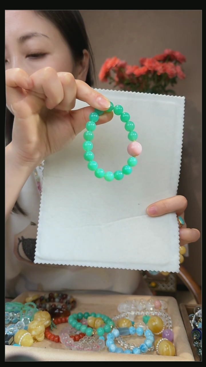 【闪购商品】玛瑙/玉髓手串18K金镶嵌天然澳玉手串