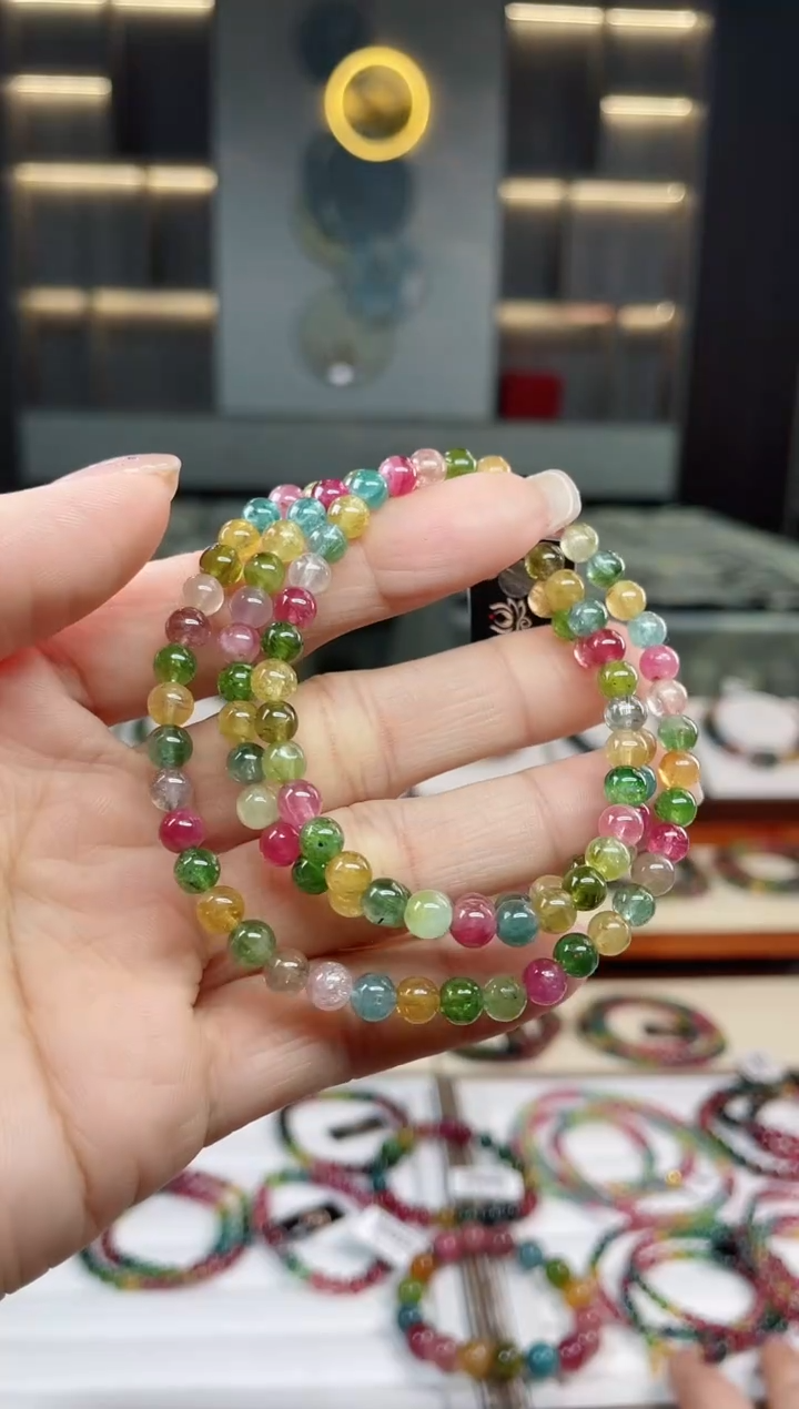 未镶嵌老矿碧玺三圈手串5mm+碧玺多样性发一条 T