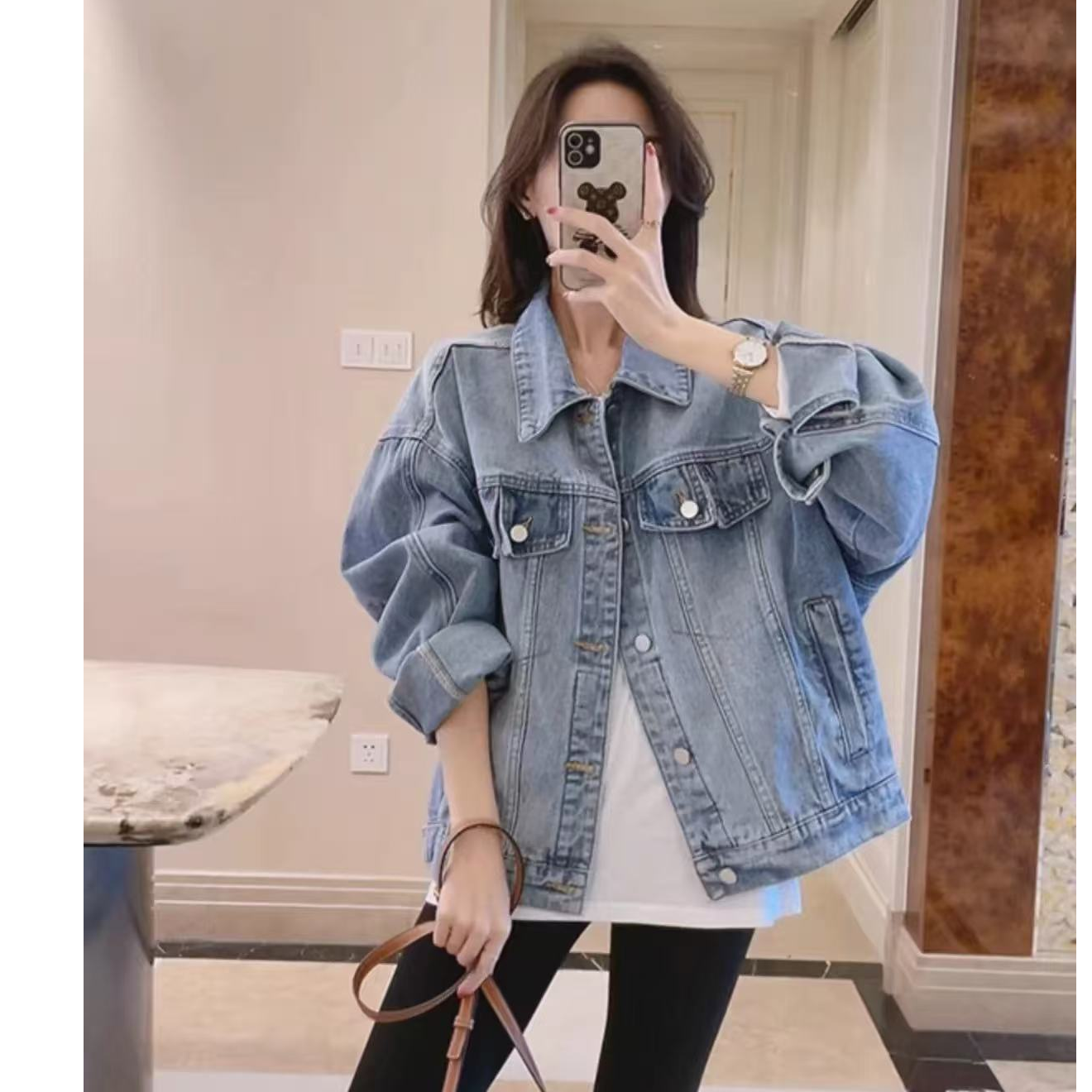 新款时尚潮流韩版复古辣妹秋季牛仔外套