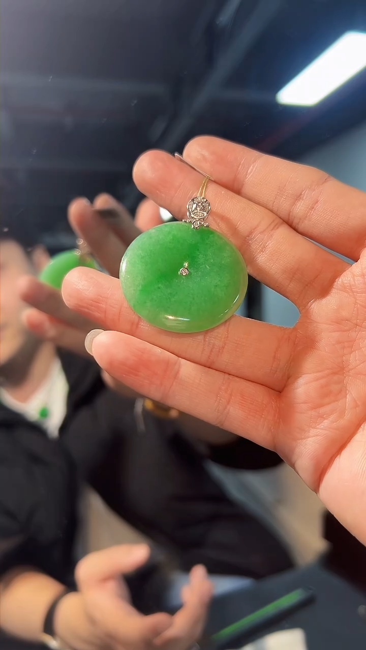 【闪购商品】翡翠颈饰18K金镶嵌缅料A货/支持复检/一件