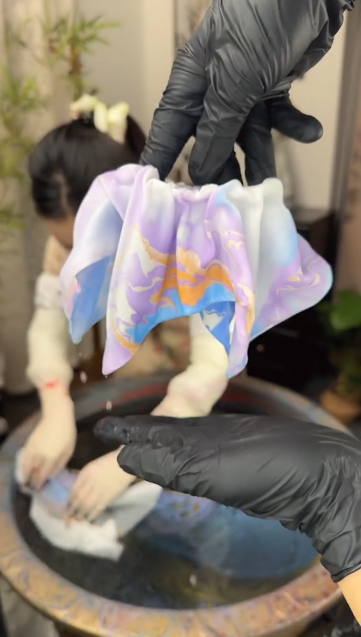 10 蓝紫金色 方巾发圈