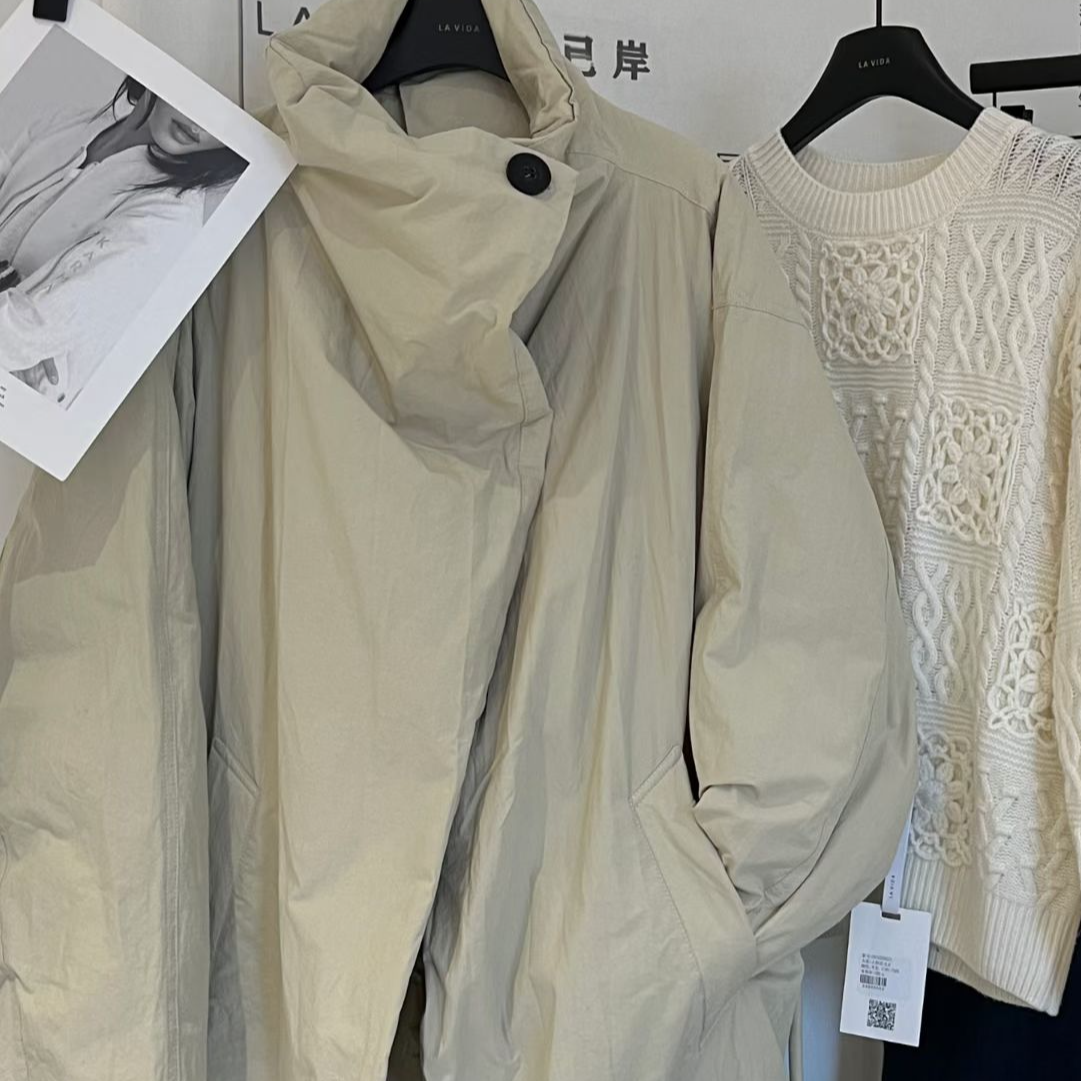 -LA VIDA- 【超长款】杏色极简鹅棉服