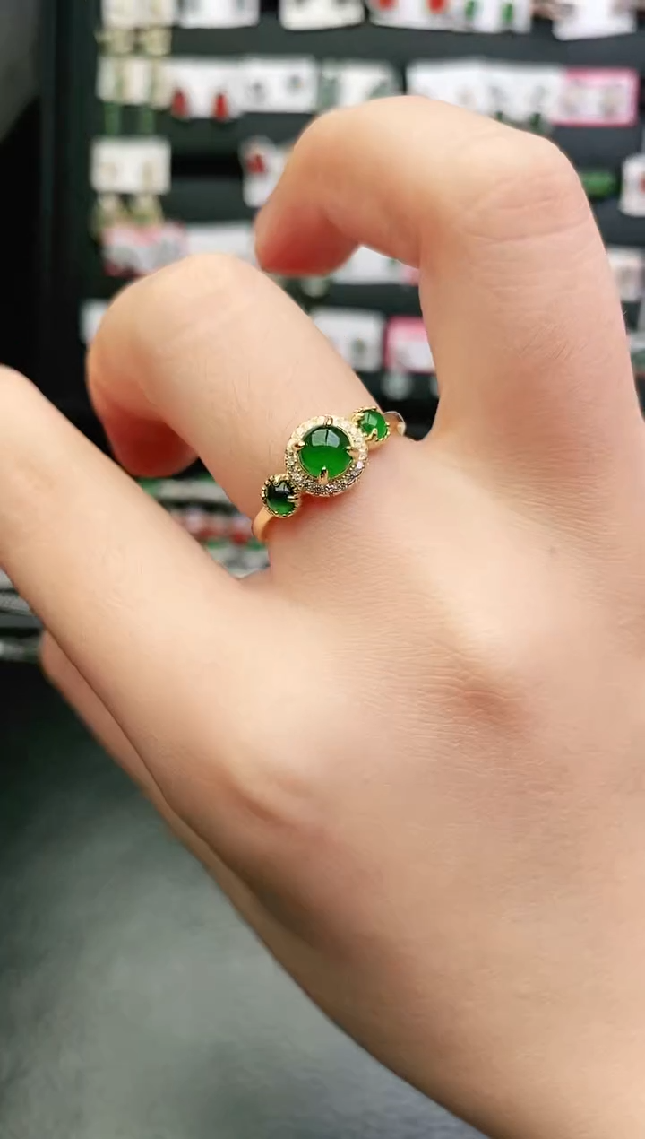 翡翠戒指银S925镶嵌0