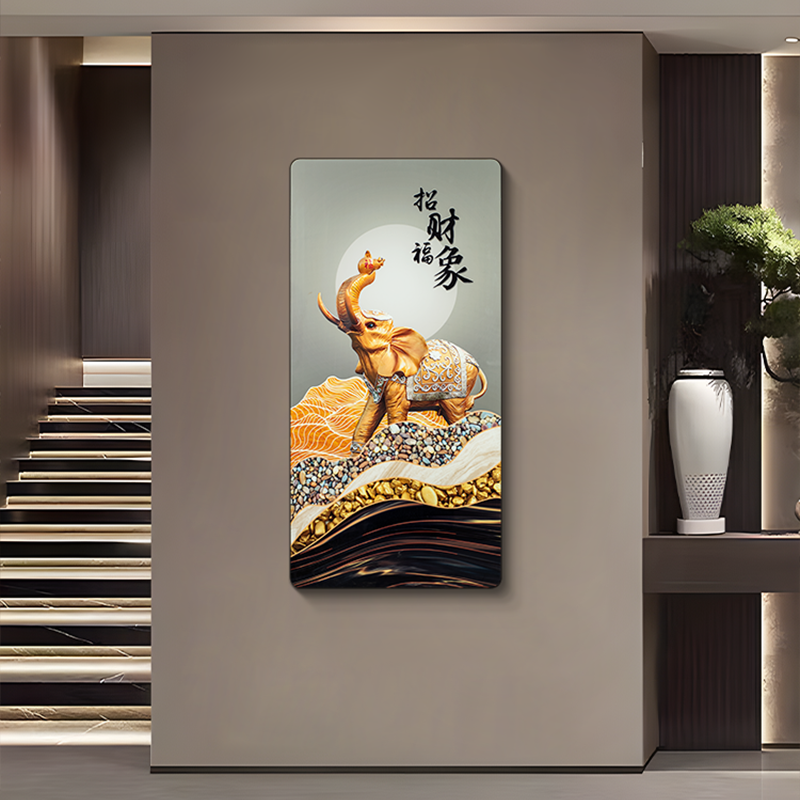 入户抽象玄关装饰画过道背景画现代轻奢走廊尽头挂画大象60120