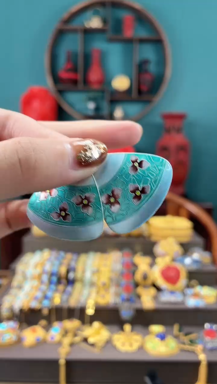 非遗手工烧蓝精品耳环