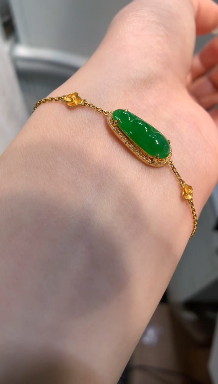 18K金镶嵌手链翡翠小*手链