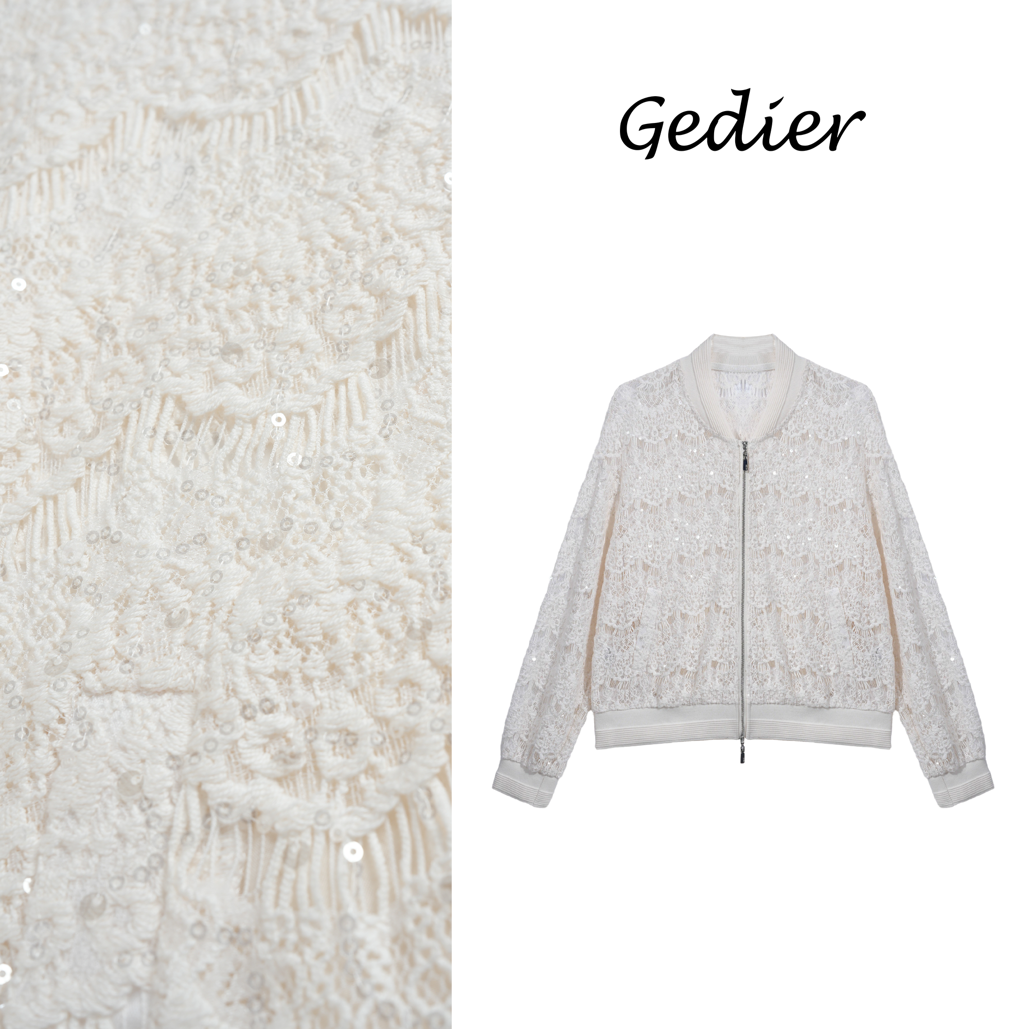 【歌蒂尔Gedier】2025春款欧若风精致蕾丝时尚外套 WG510183Y