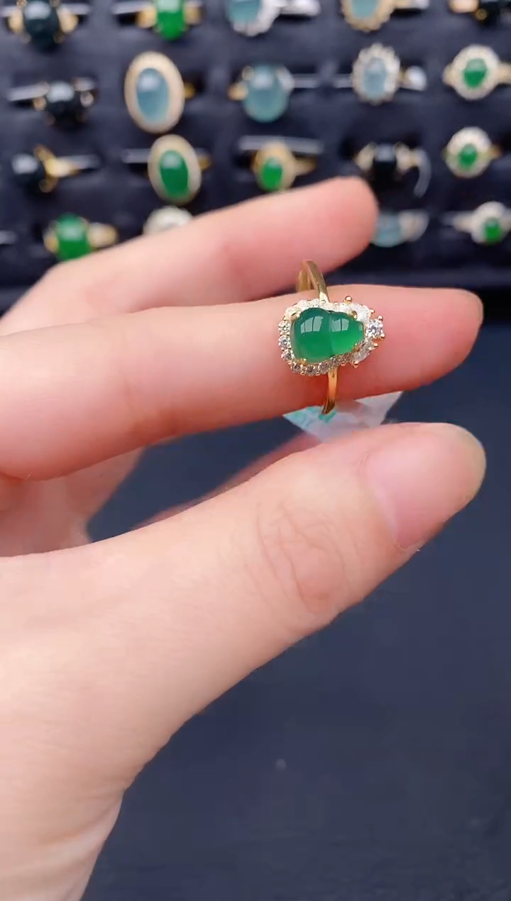 银S925镶嵌戒指翡翠天然a货翡翠26