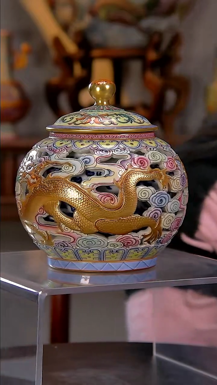 【闪购商品】珐琅彩雕刻茶叶罐精品陶瓷