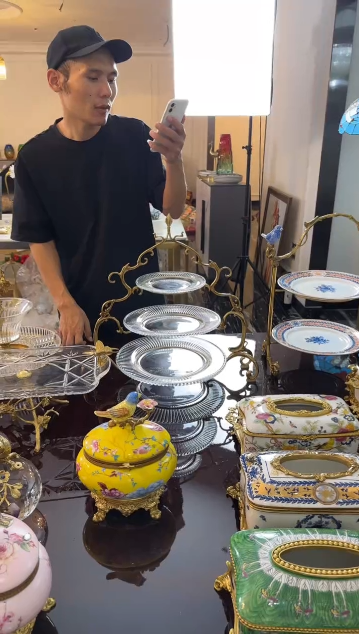 黄铜黛姿家居装饰品摆件 三层盘