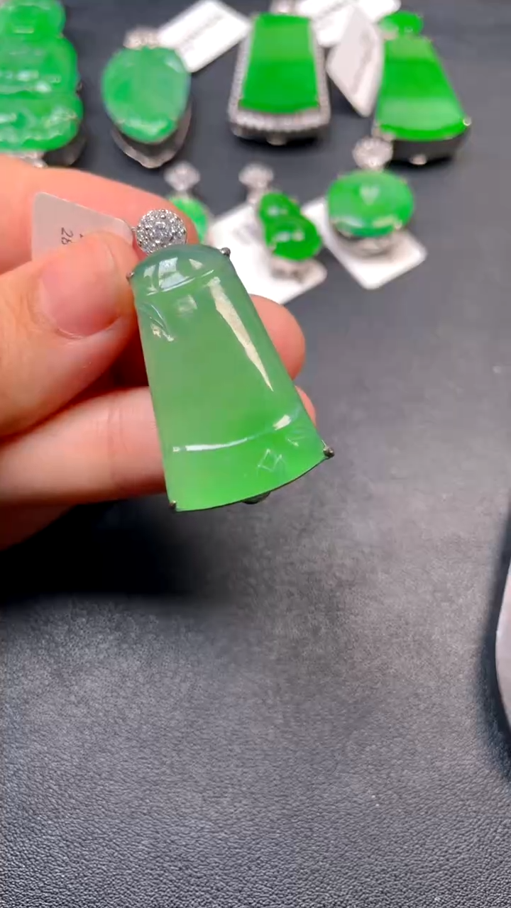 吊坠(不含链)银S925镶嵌翡翠吊坠