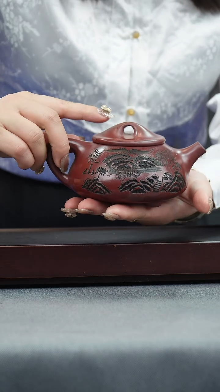 【闪购商品】紫砂茶壶龙血砂 观山景舟石瓢