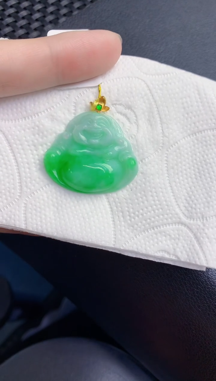 颈饰18K金镶嵌翡翠天然翡翠缅甸A货