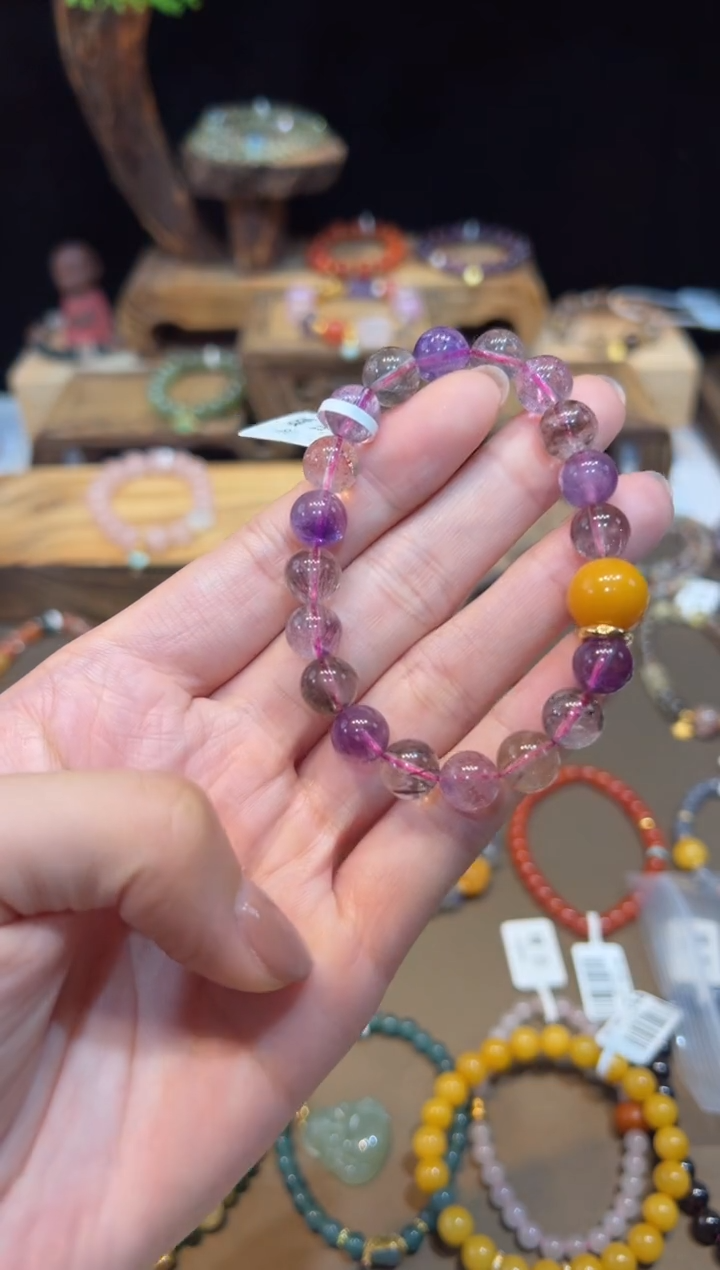 水晶手链18K金镶嵌手饰@@F4901