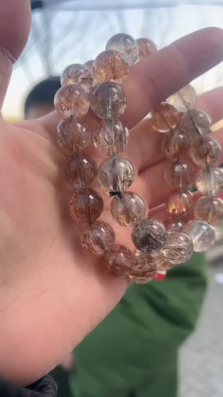【闪购商品】发晶手链未镶嵌天然黑金超手串多样性发一12mm