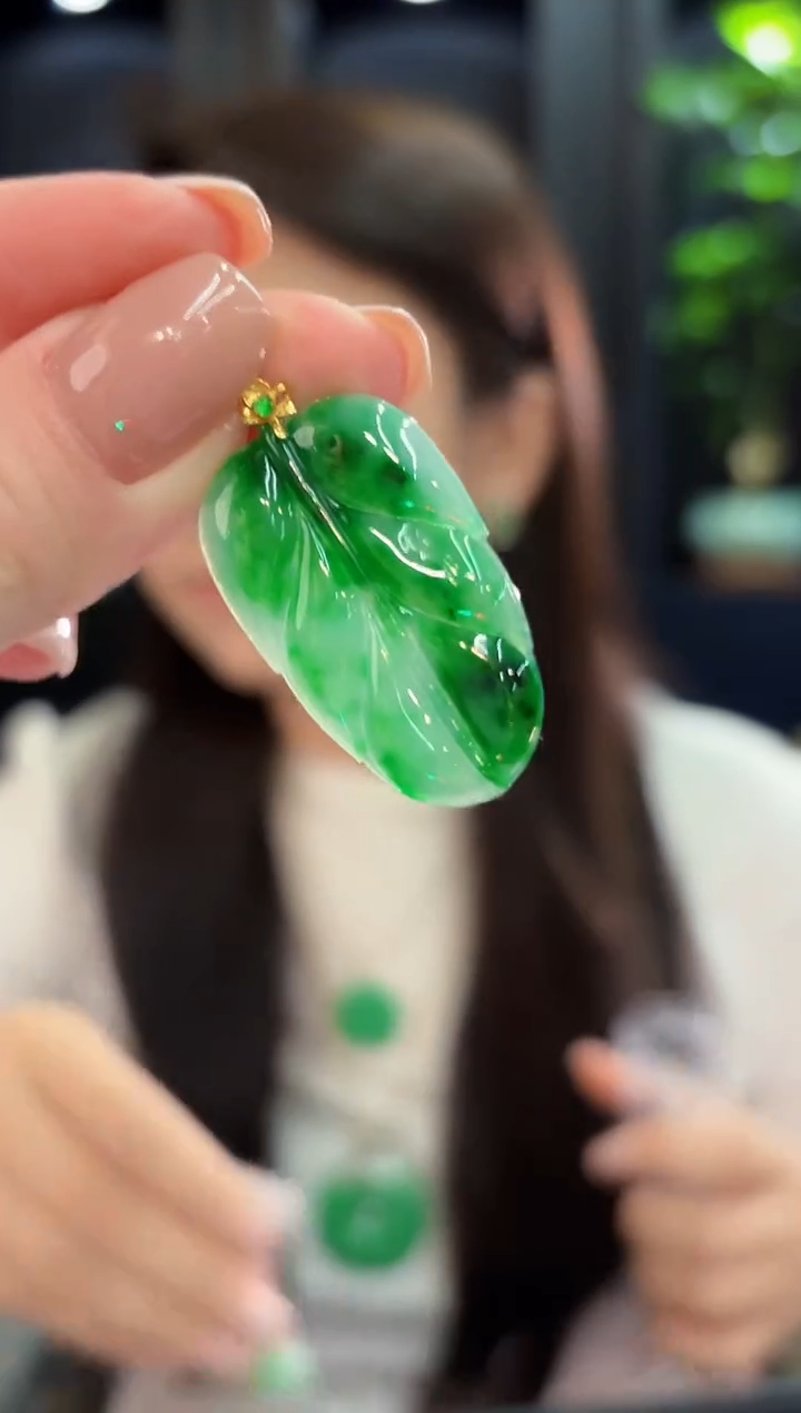 吊坠(不含链)18K金镶嵌翡翠 缅甸A货/支持复检/一件