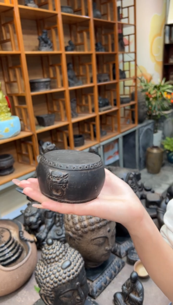 陶土【火山泥】兽头小鼓