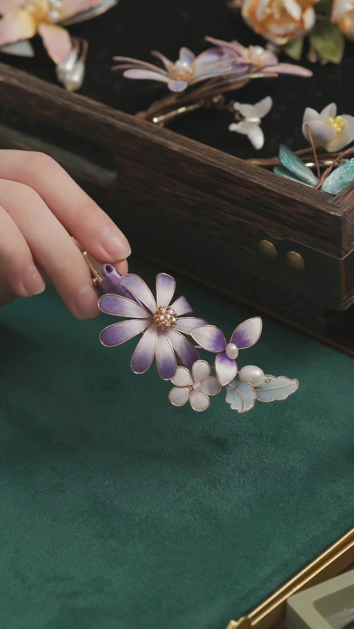 刺绣【高货】湘传礼 桑蚕丝 非遗绒花发夹