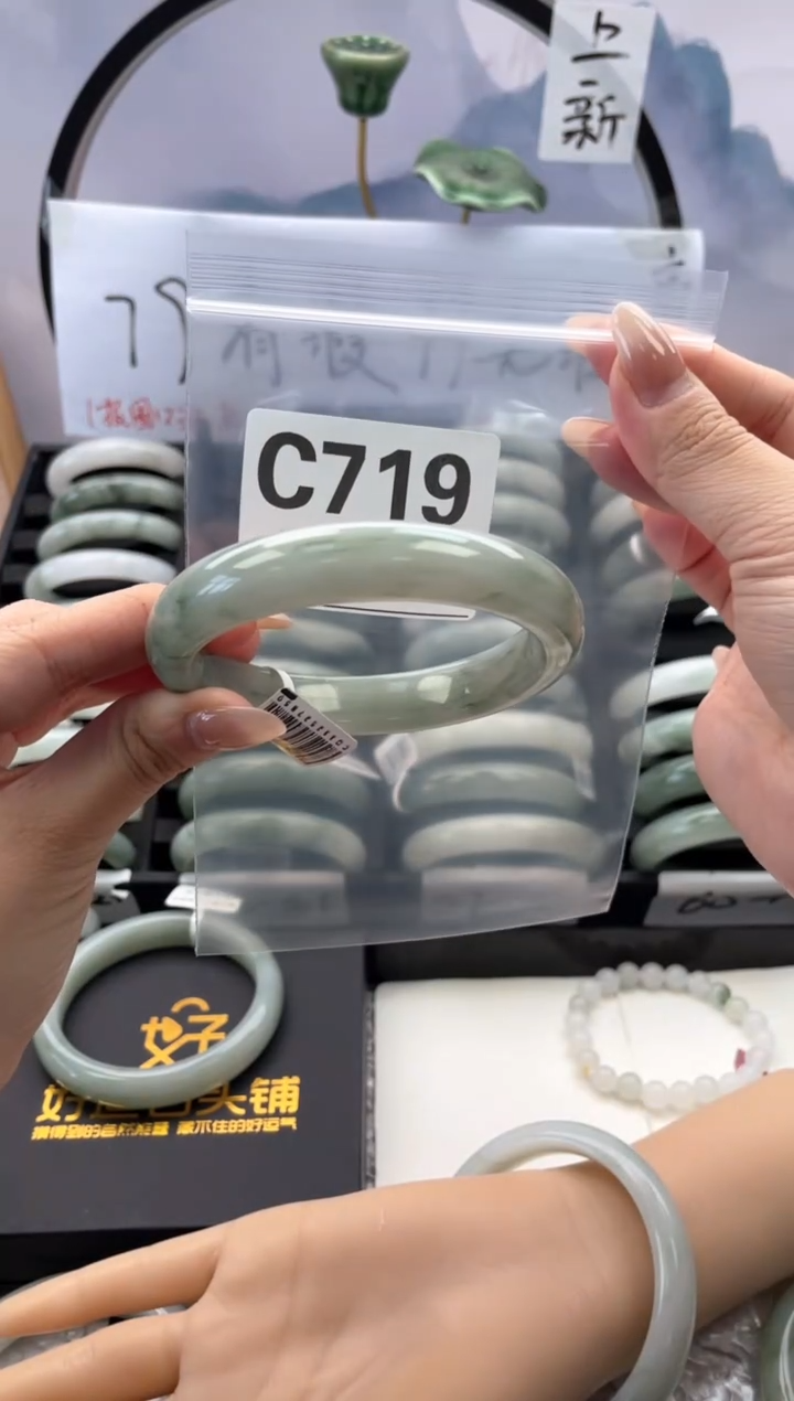 石英质玉（天山翠）手镯未镶嵌719