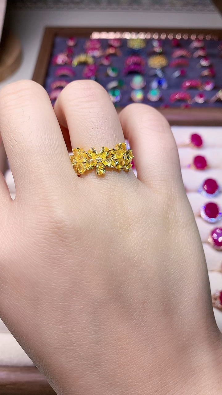 【闪购商品】彩色蓝宝石戒指银S925镶嵌0000