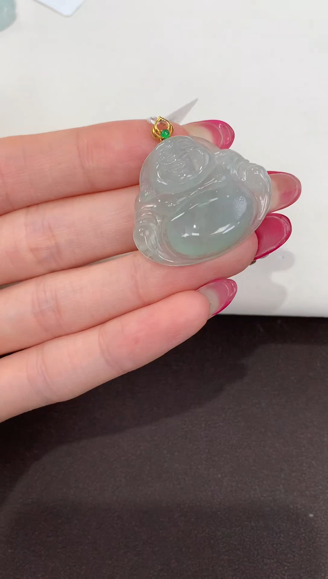 颈饰18K金镶嵌翡翠天然缅甸A货翡翠