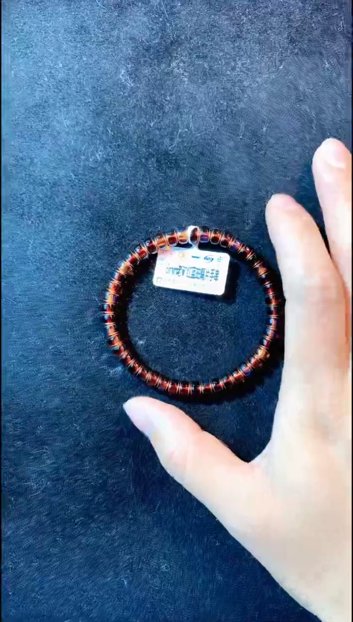 【闪购商品】琥珀手链银S925镀金镶嵌6MM红蓝珀隔片手串