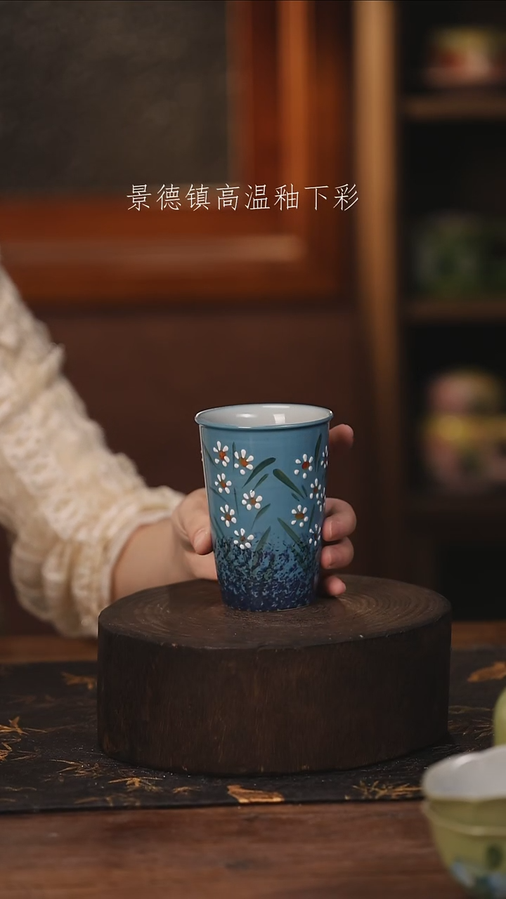 陶瓷景德镇高温釉下手绘陶瓷@L462@