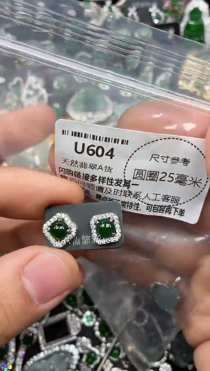 颈饰未镶嵌翡翠U604耳钉